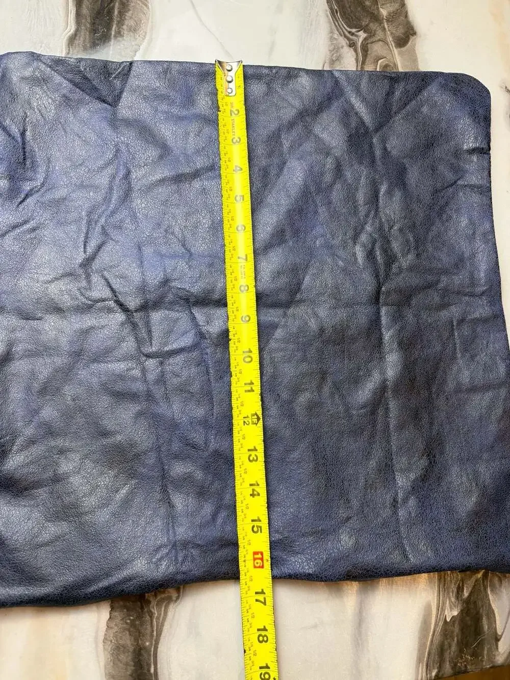 Faux Leather Pillow Cover, 17.5”x 16.5” Navy Blue